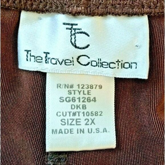 The Travel Collection 2X Pull On Brown‎ Stretchy Wide Leg Pedal Pusher Pants - Picture 4 of 5
